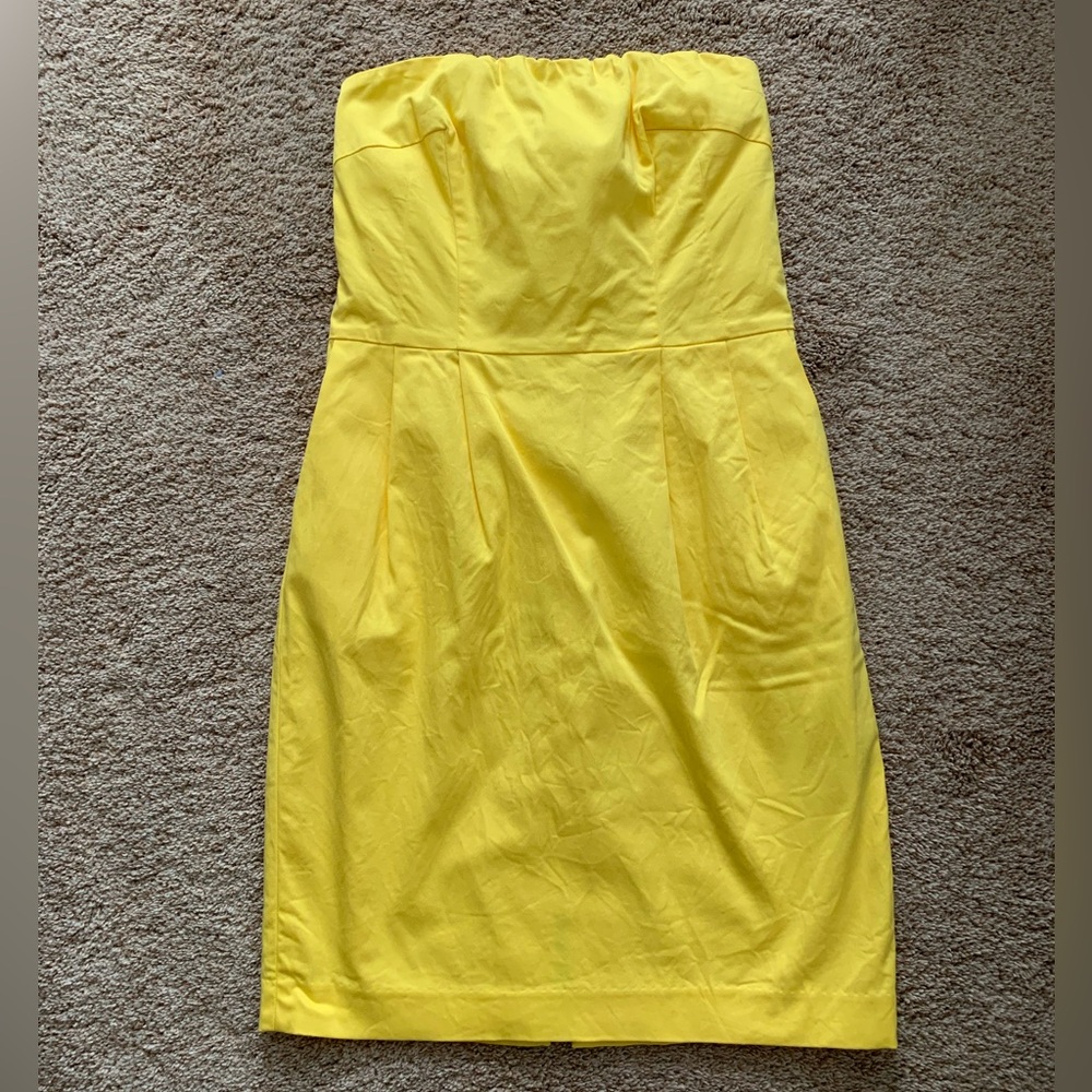 Express Design Studio sunshine yellow strapless cotton dress with pockets size 6